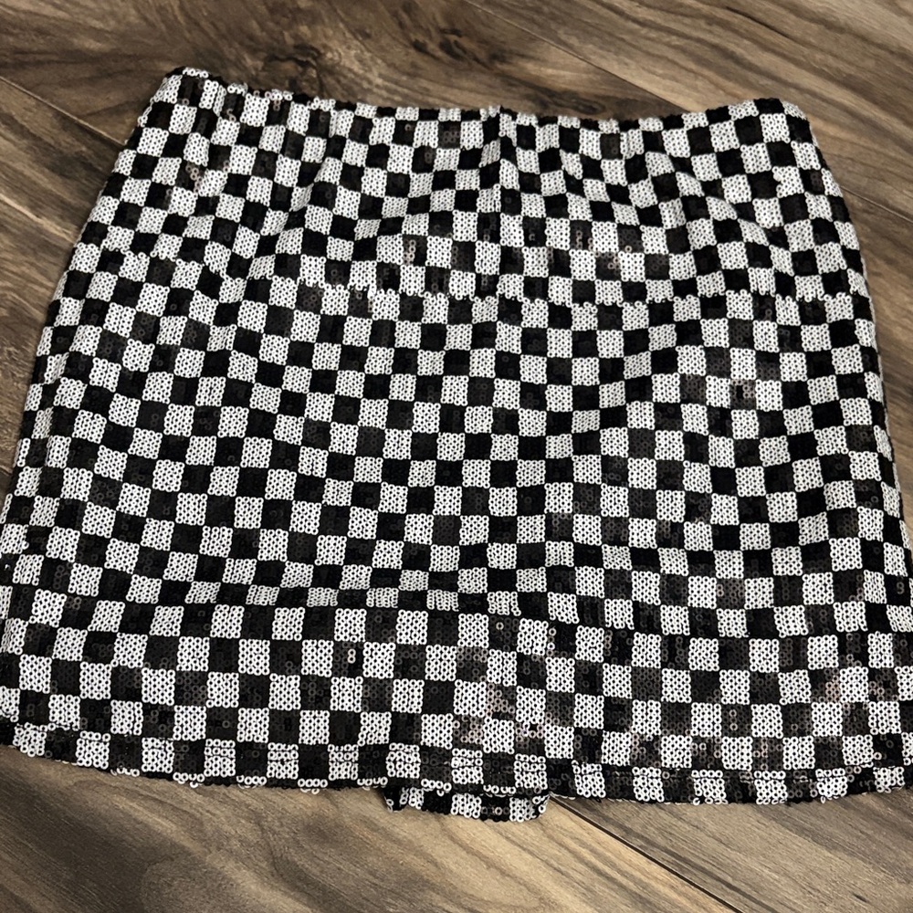 Art Class Black and White sequin Checkered Skirt